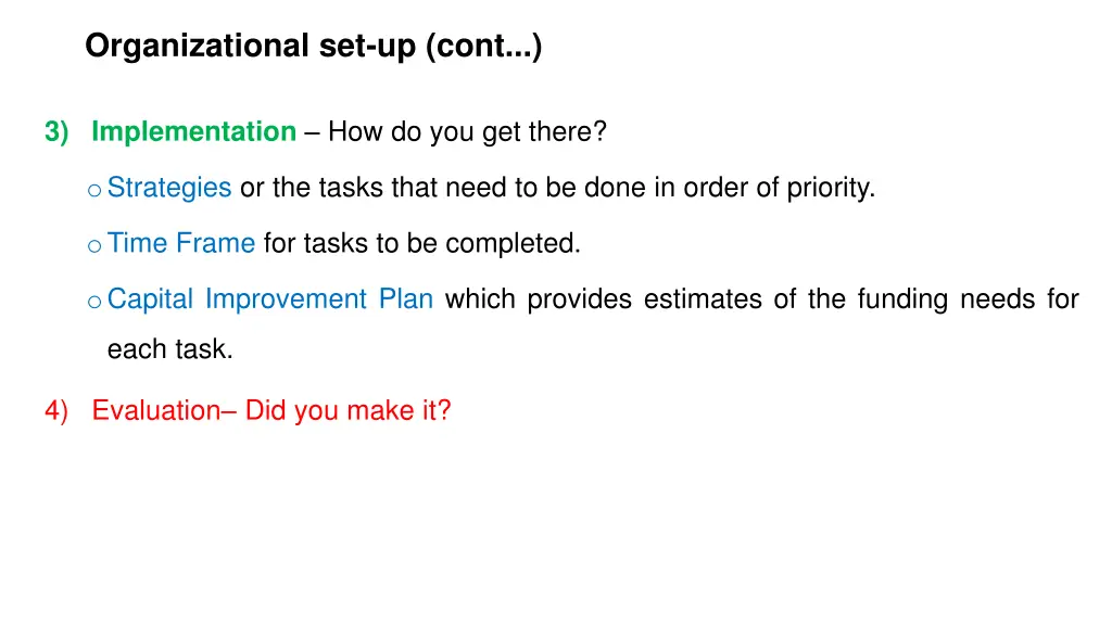 organizational set up cont