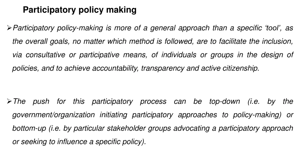 participatory policy making