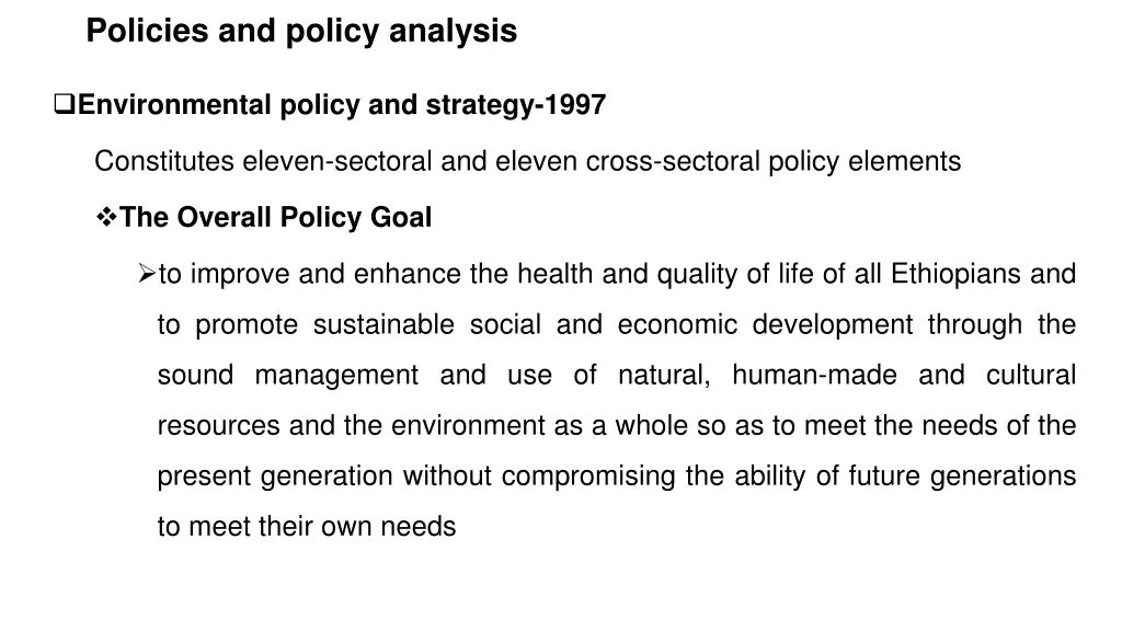 policies and policy analysis