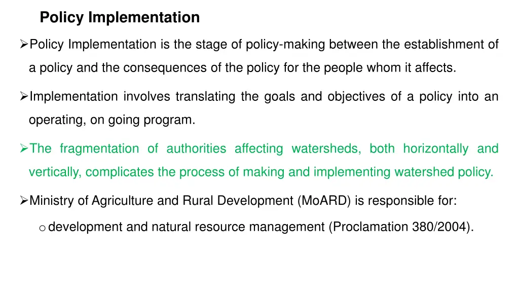 policy implementation