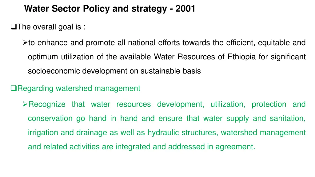 water sector policy and strategy 2001