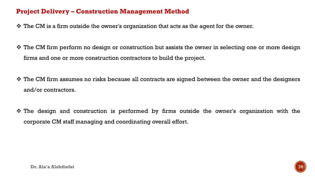 project delivery construction management method