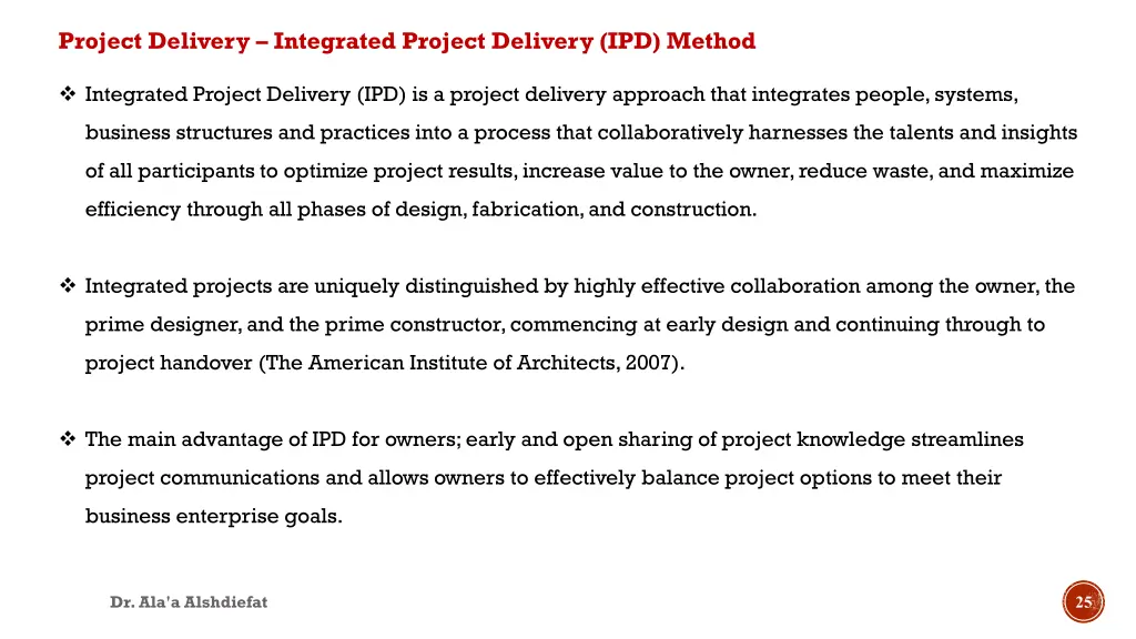 project delivery integrated project delivery