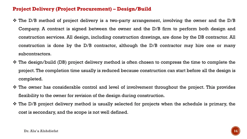 project delivery project procurement design build