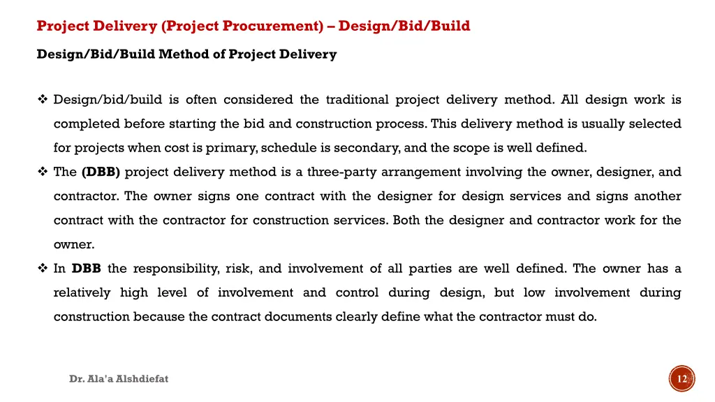 project delivery project procurement design