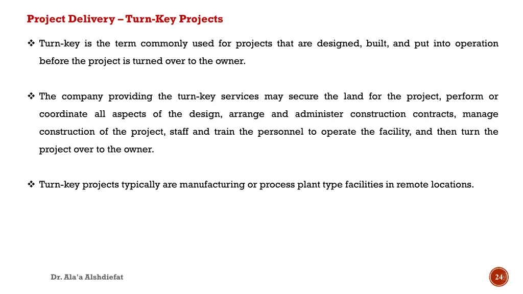 project delivery turn key projects