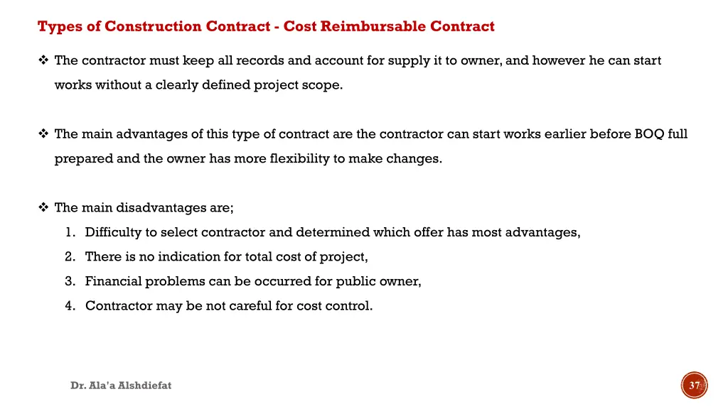 types of construction contract cost reimbursable 1