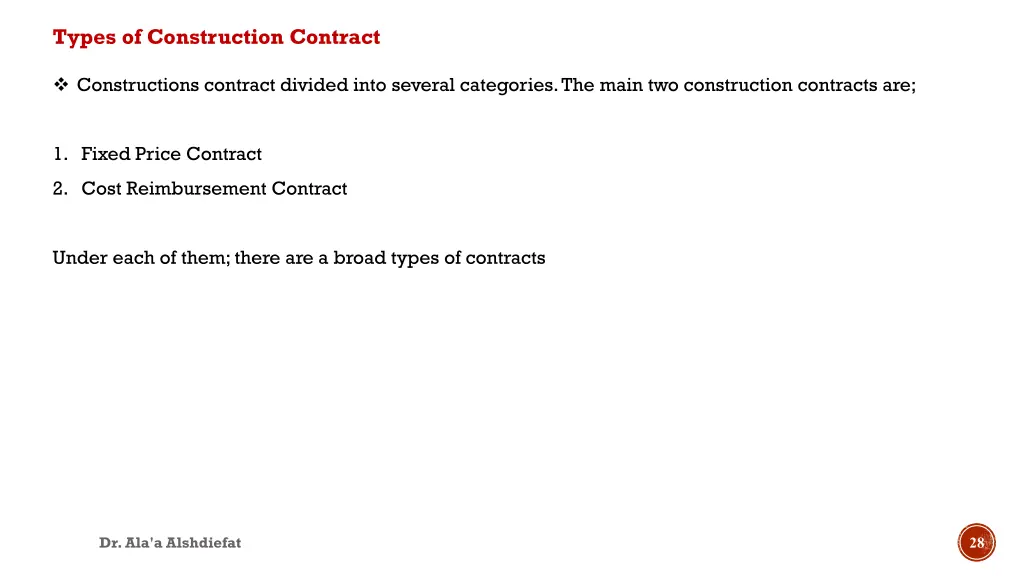 types of construction contract