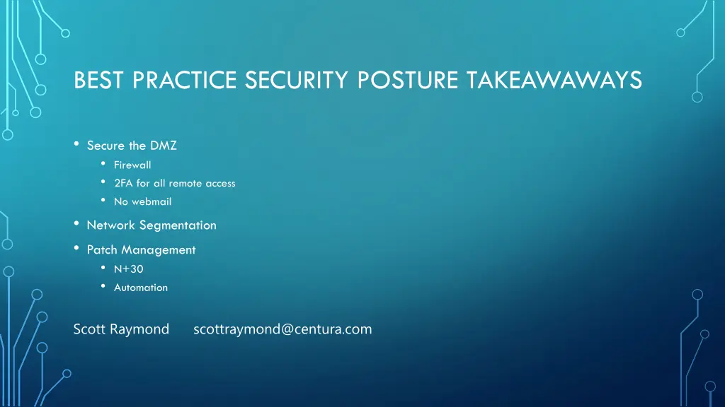 best practice security posture takeawaways