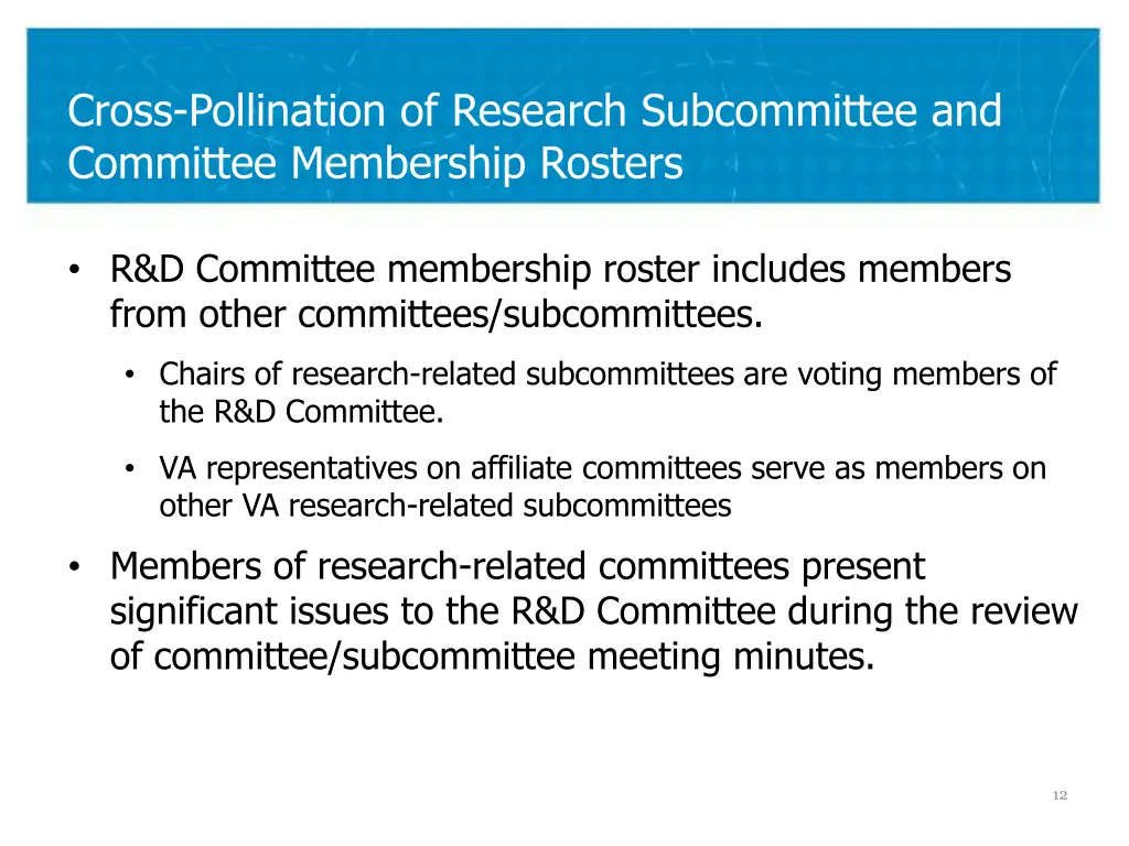 cross pollination of research subcommittee