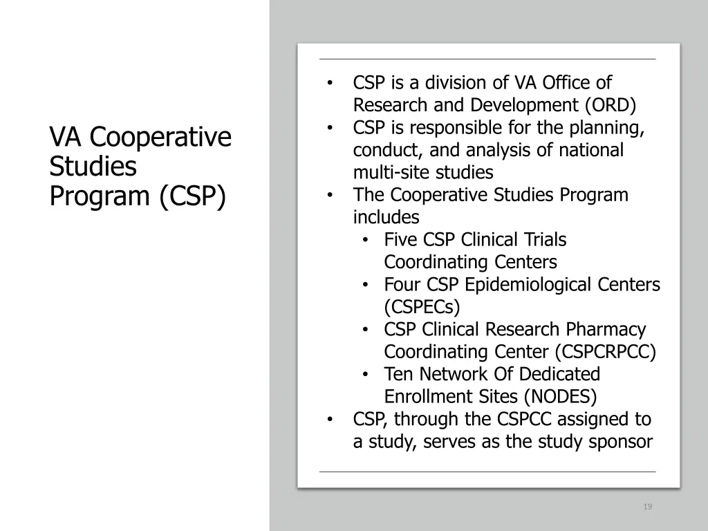 csp is a division of va office of research