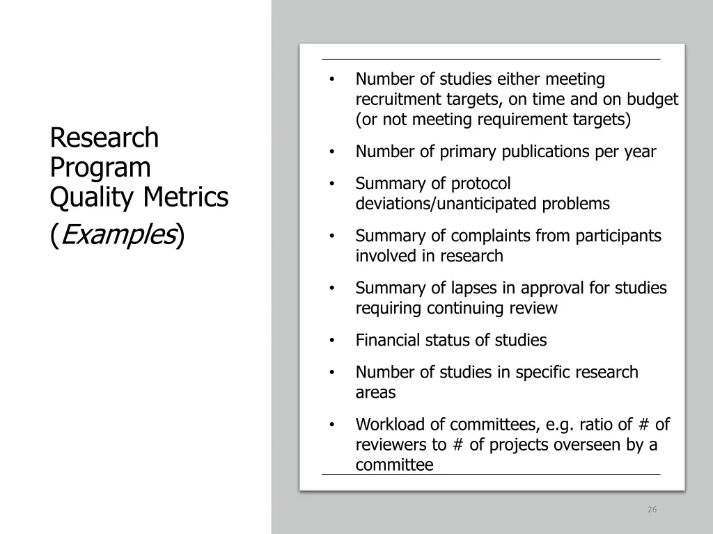 number of studies either meeting recruitment