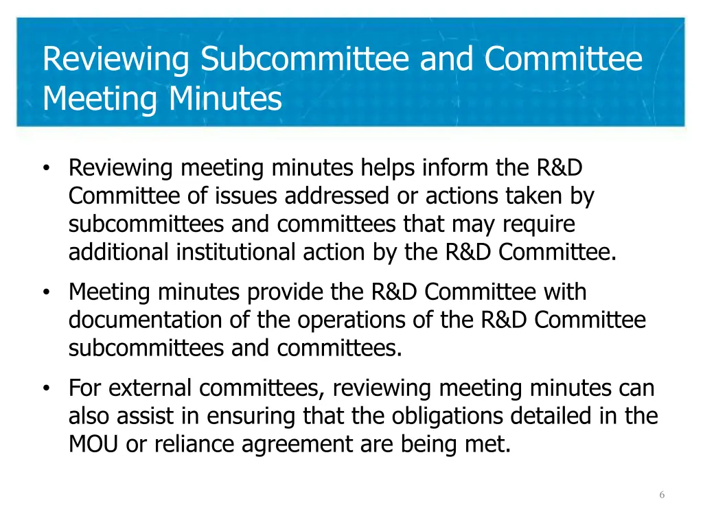 reviewing subcommittee and committee meeting