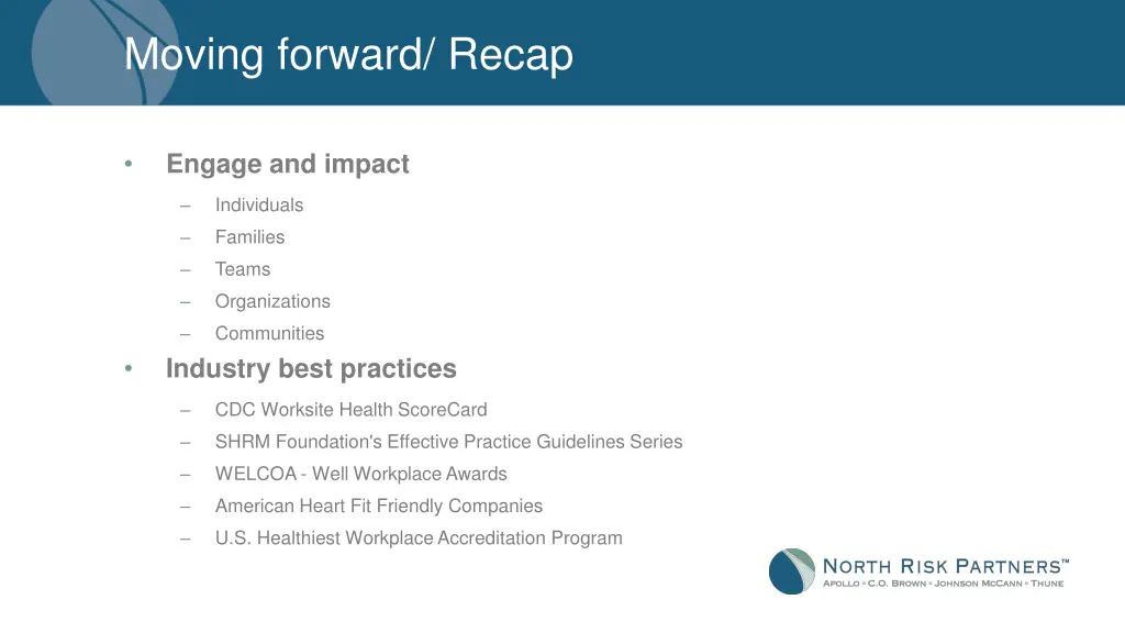 moving forward recap