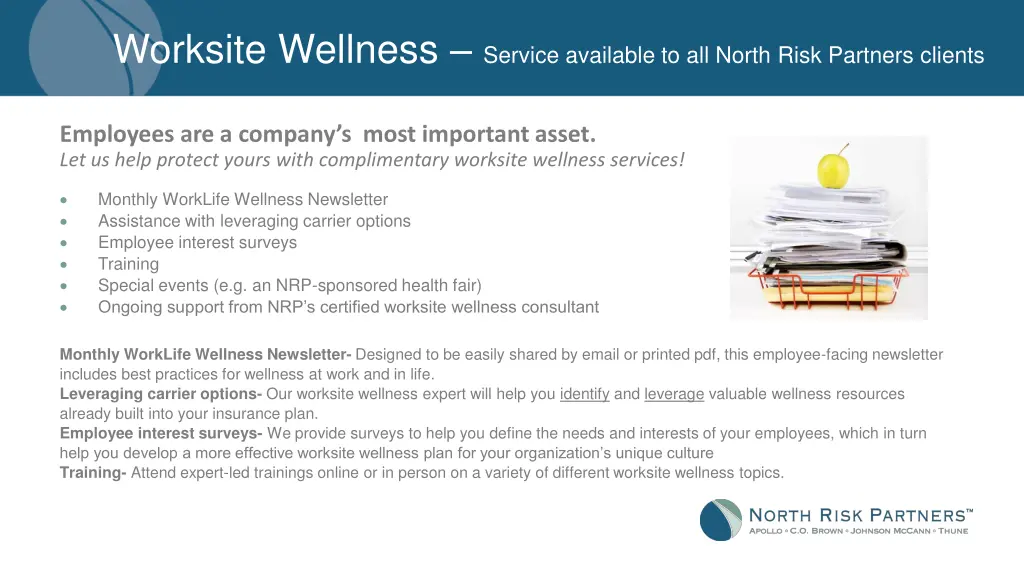 worksite wellness service available to all north