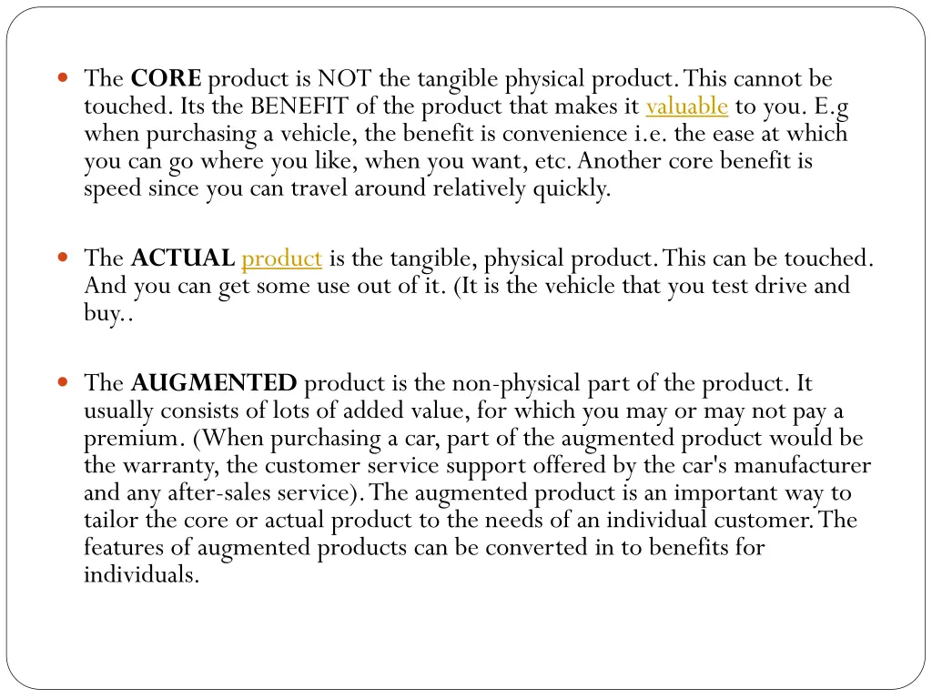 the core product is not the tangible physical