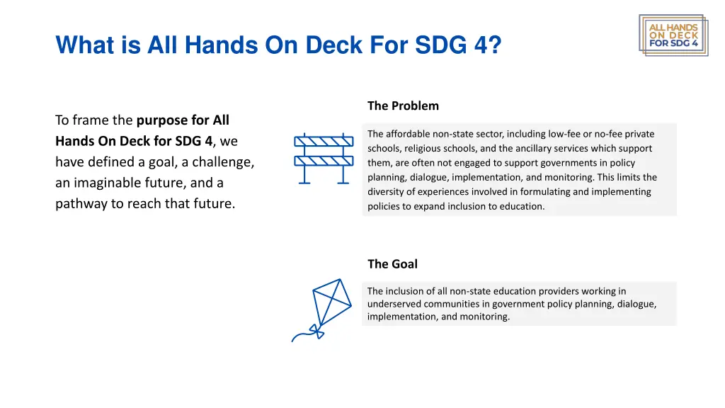 what is all hands on deck for sdg 4 1