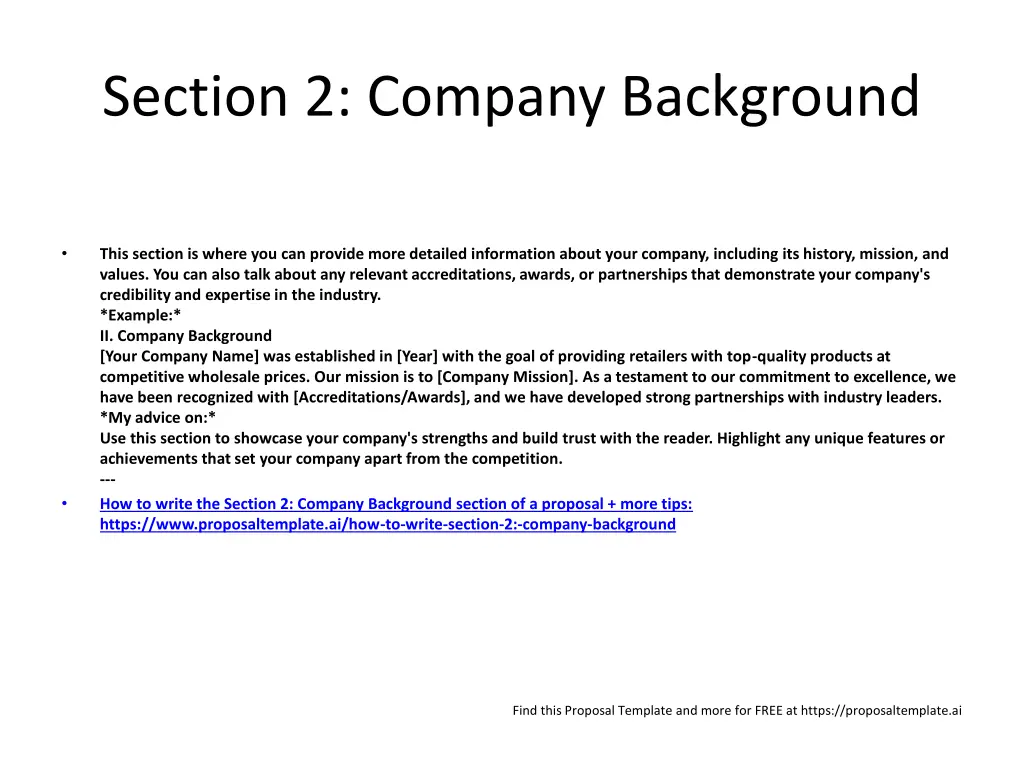 section 2 company background