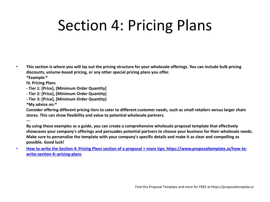 section 4 pricing plans