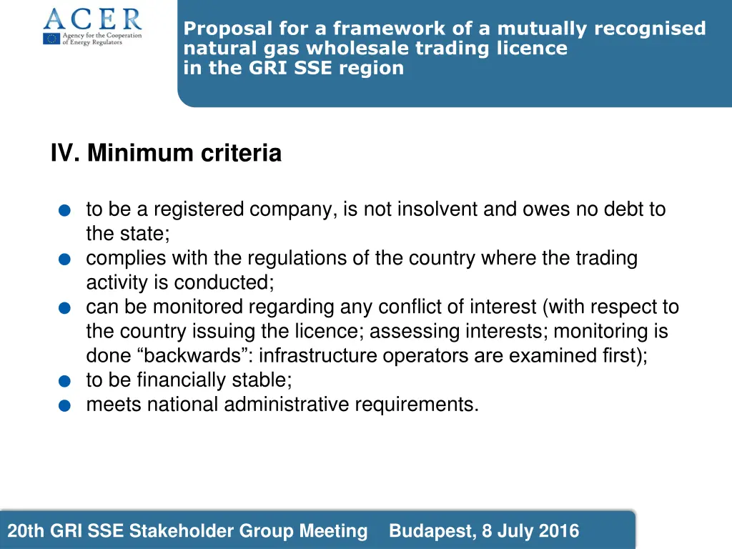 proposal for a framework of a mutually recognised 7