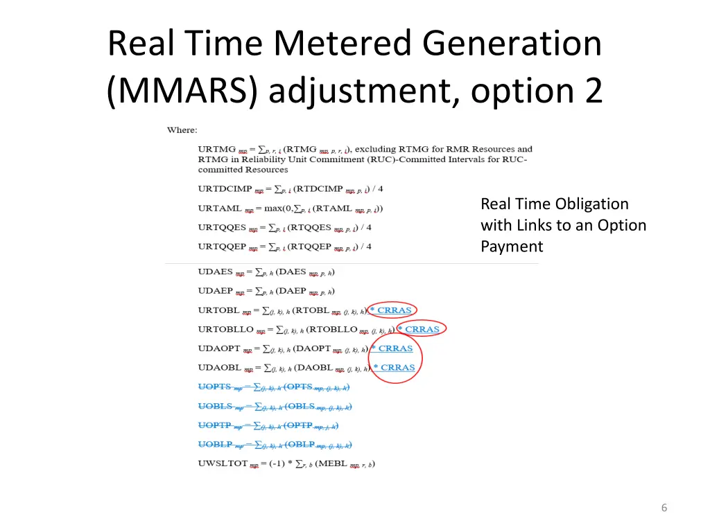 real time metered generation mmars adjustment 1