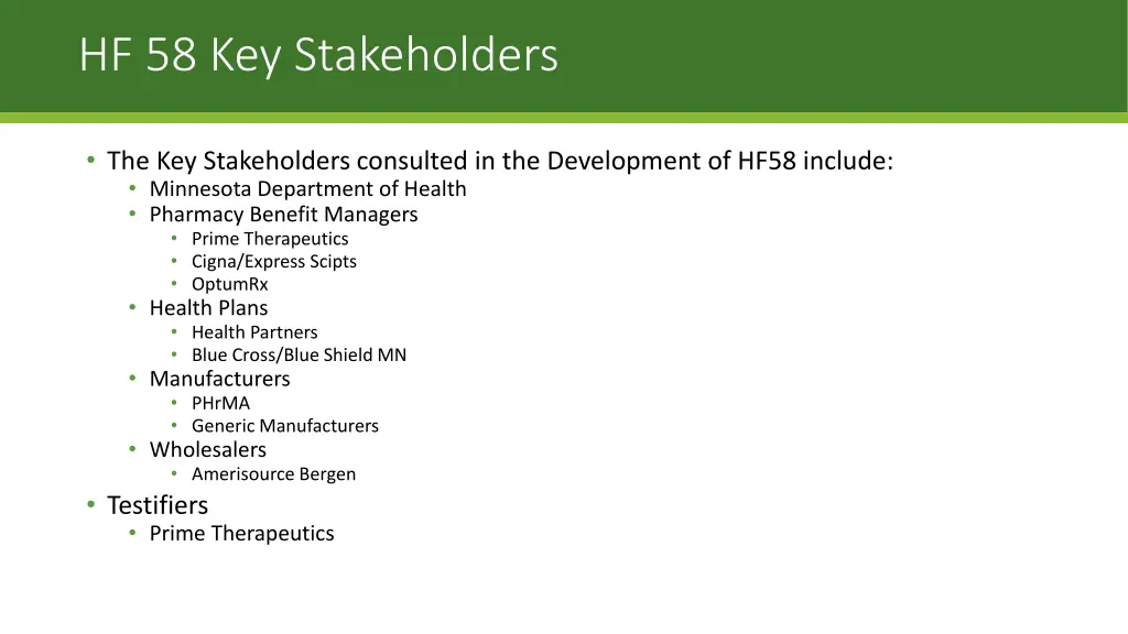 hf 58 key stakeholders