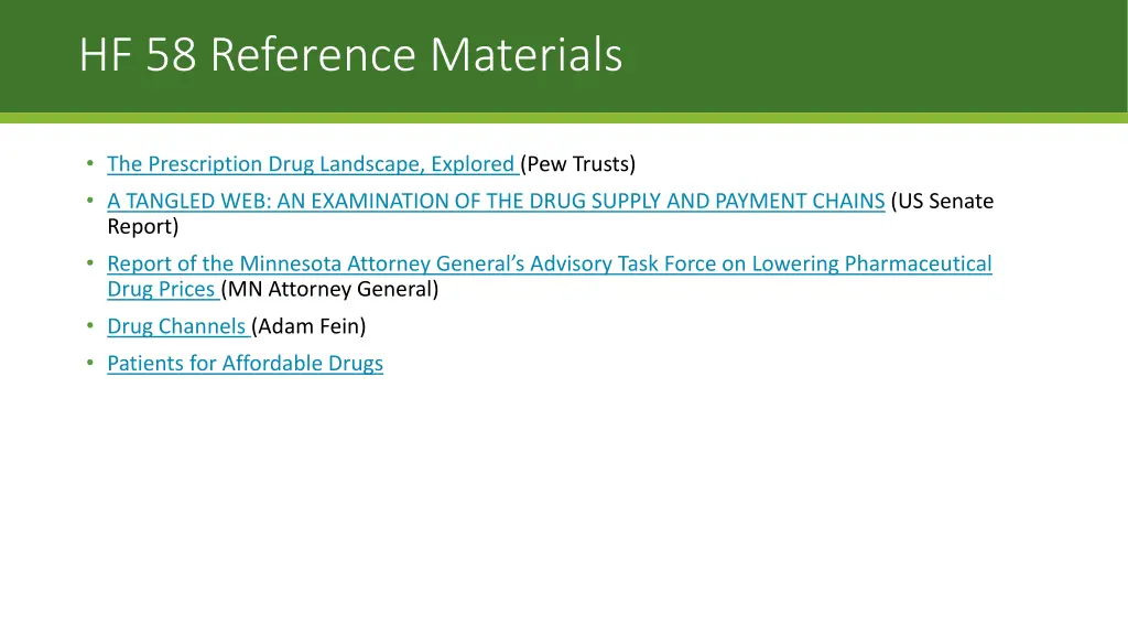 hf 58 reference materials