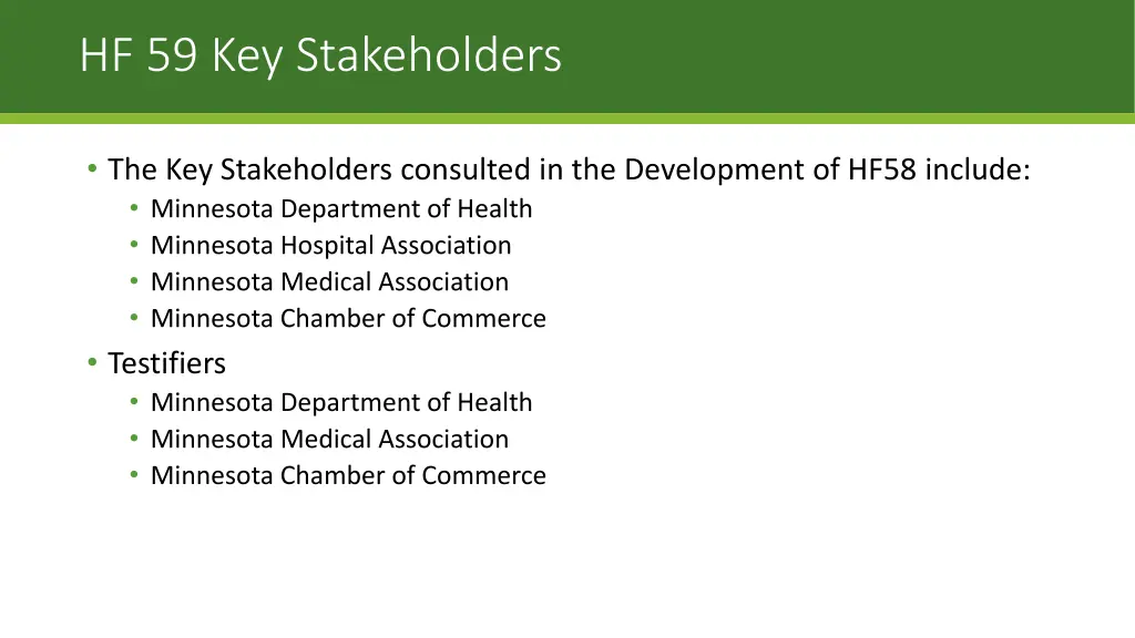 hf 59 key stakeholders