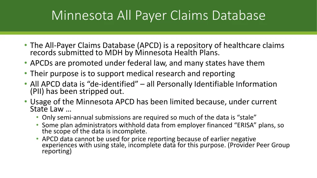 minnesota all payer claims database