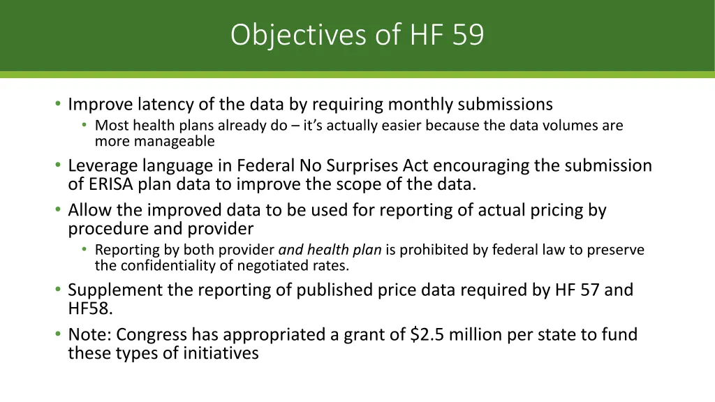 objectives of hf 59