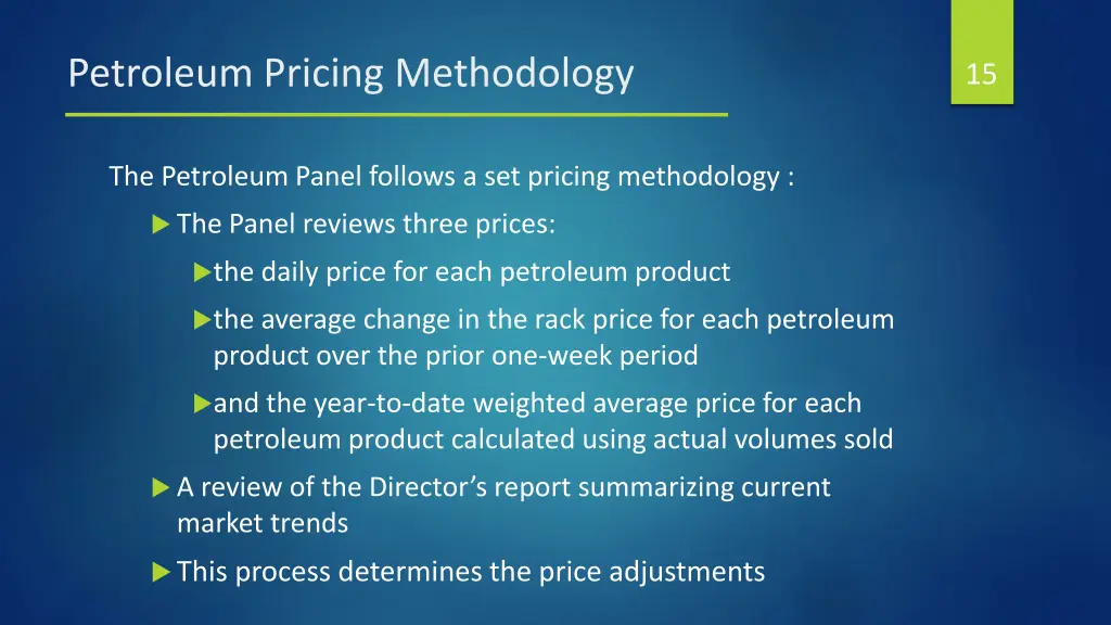 petroleum pricing methodology