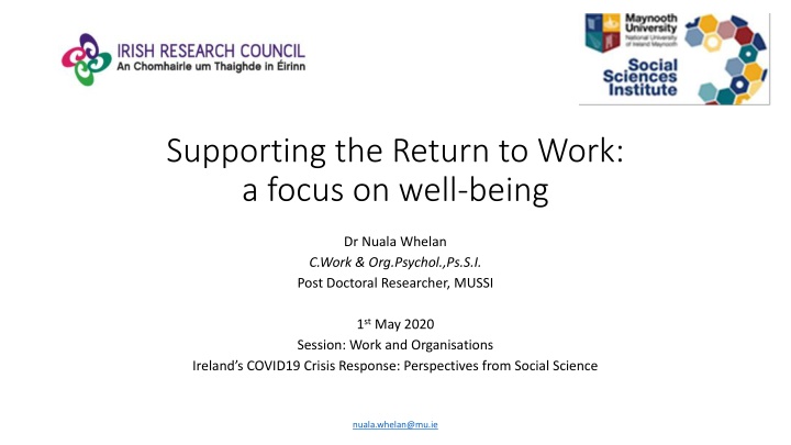 supporting the return to work a focus on well