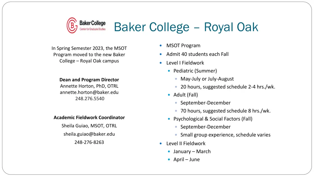 baker college royal oak