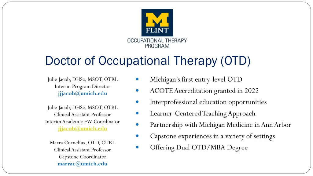 doctor of occupational therapy otd