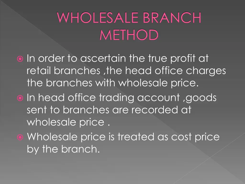 wholesale branch method