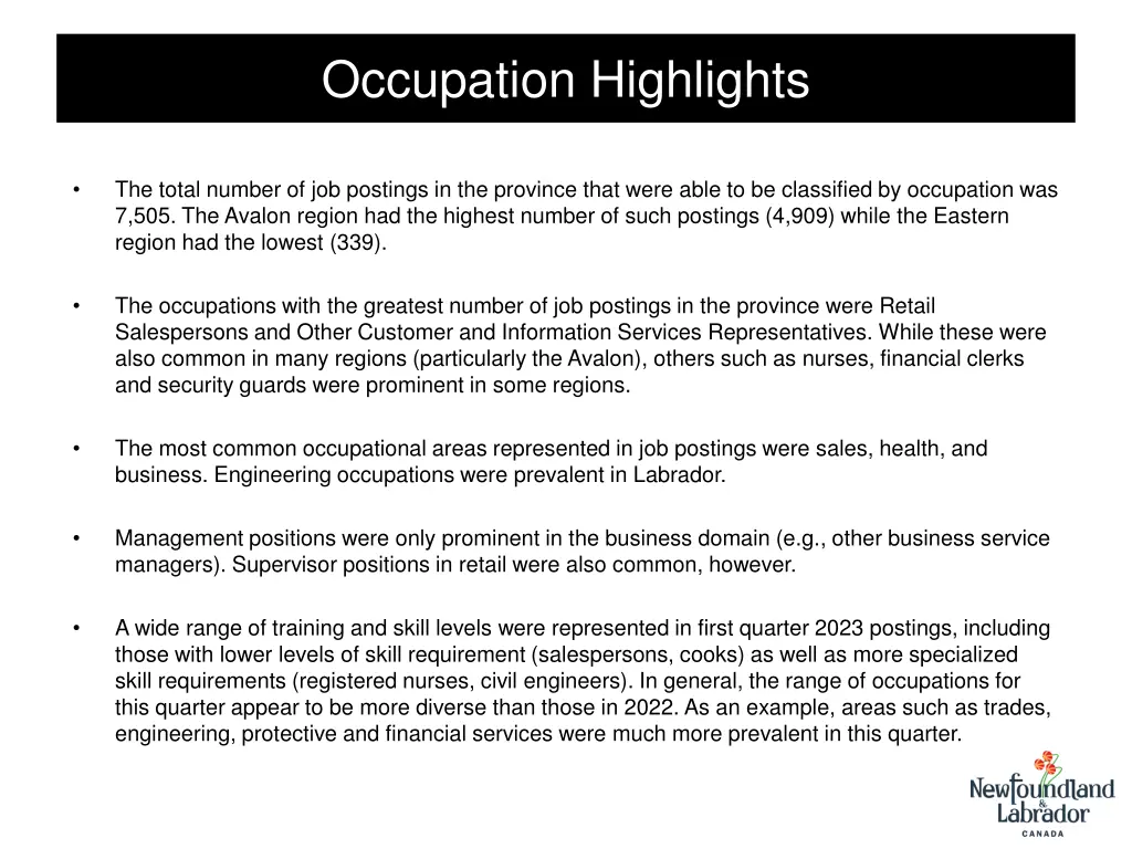 occupation highlights