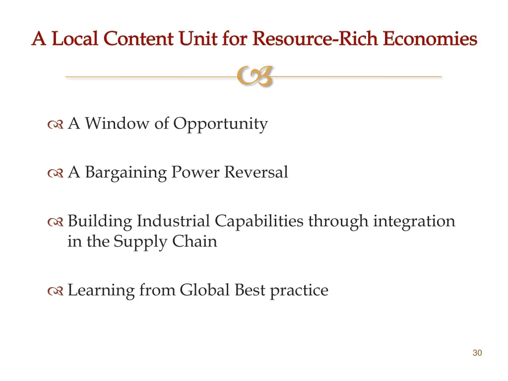 a local content unit for resource rich economies