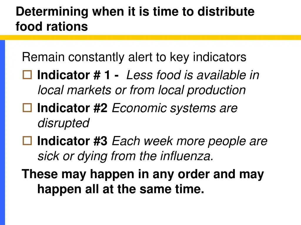 determining when it is time to distribute food 1