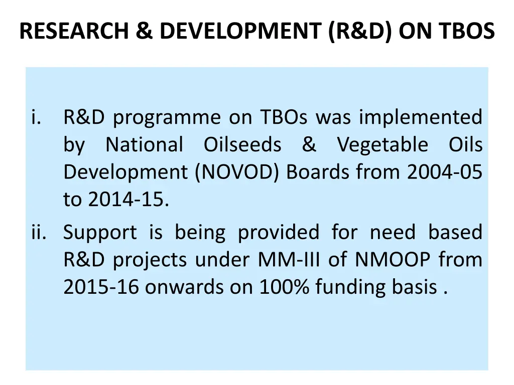 research development r d on tbos