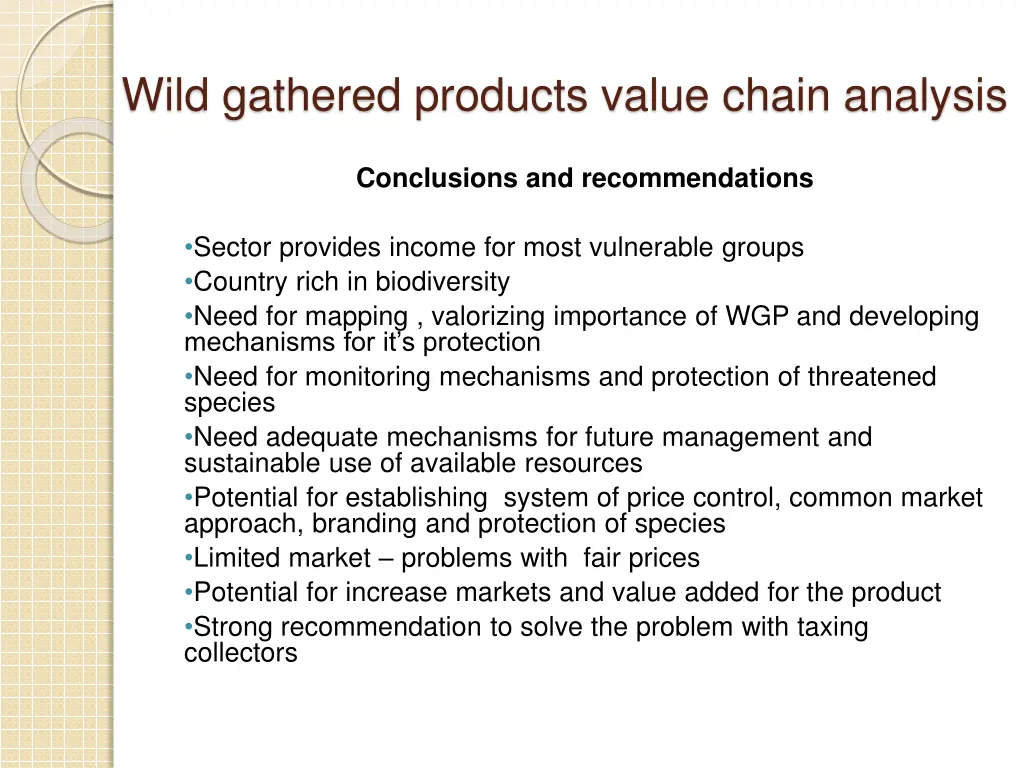 wild gathered products value chain analysis 14