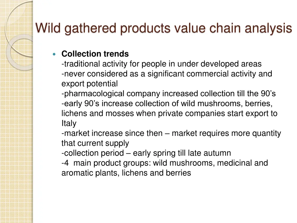 wild gathered products value chain analysis 2