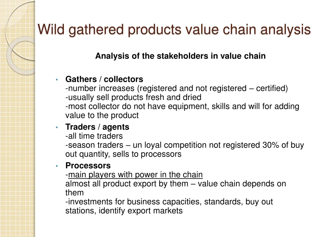 wild gathered products value chain analysis 8