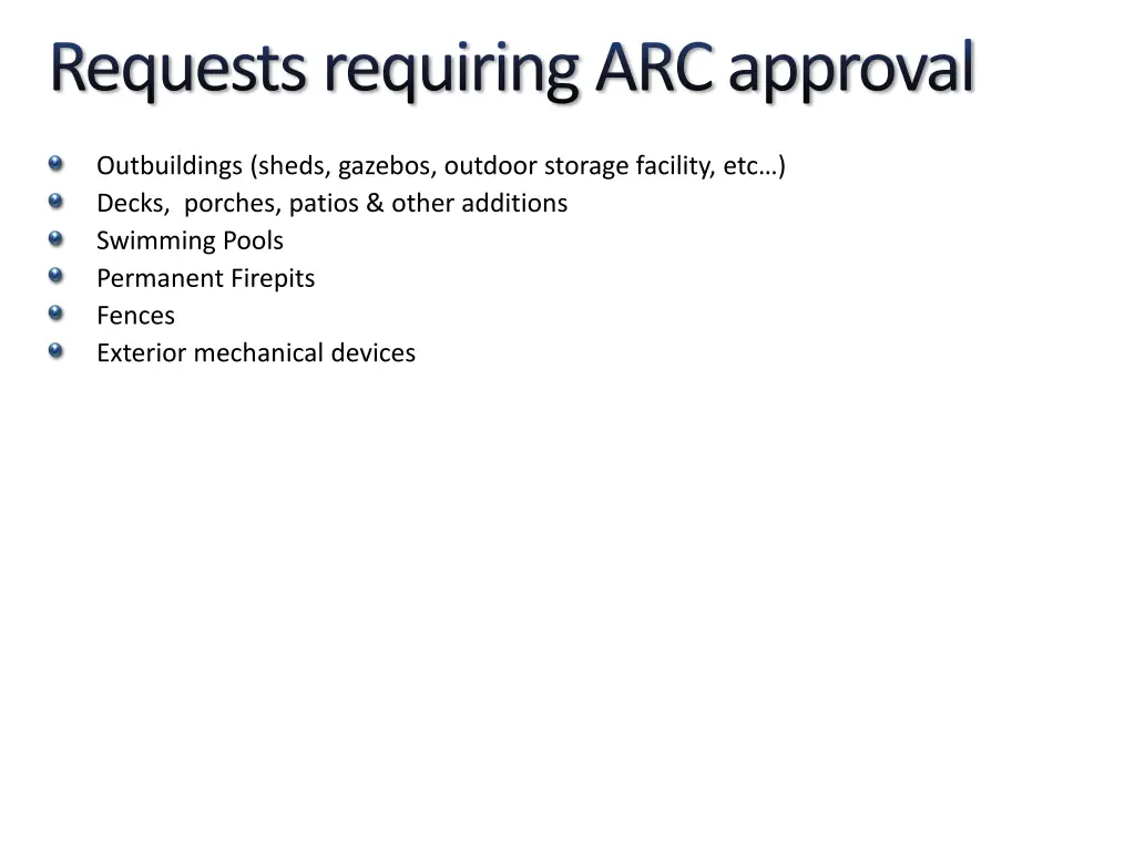 requests requiring arc approval