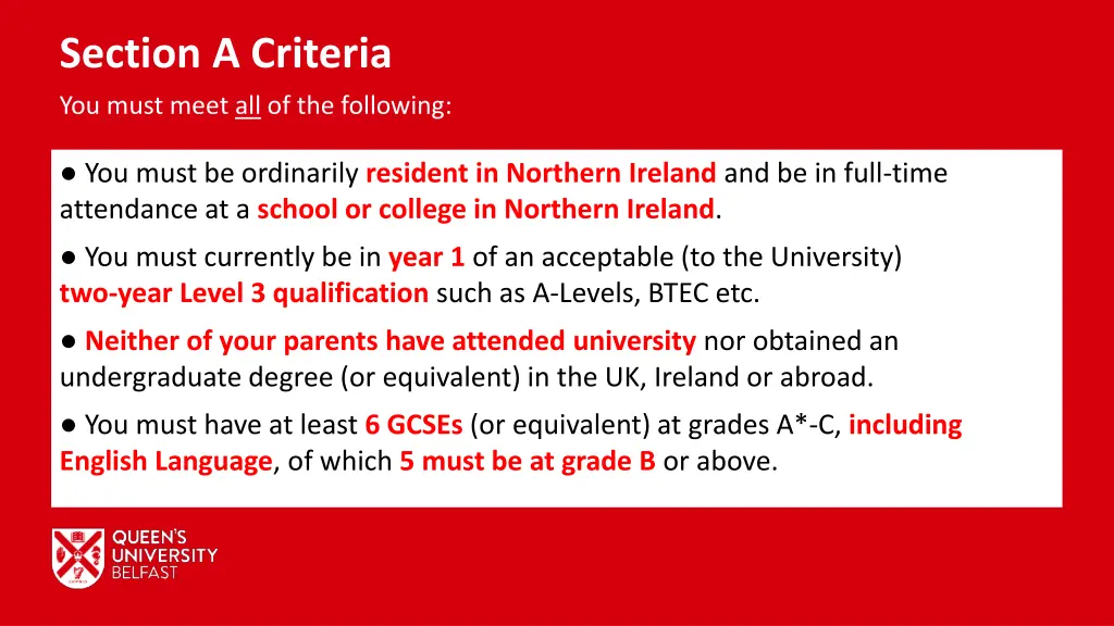 section a criteria