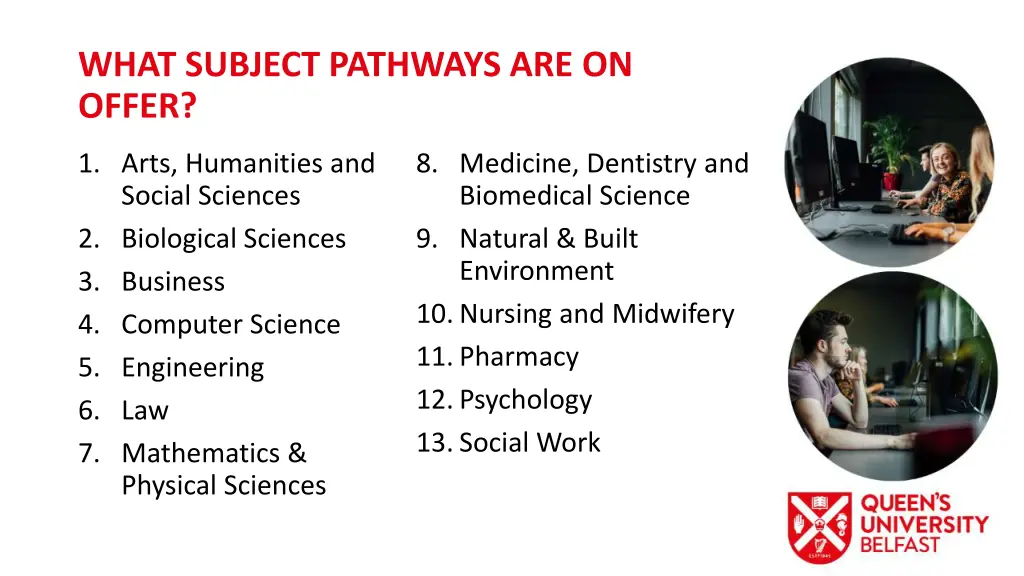 what subject pathways are on offer