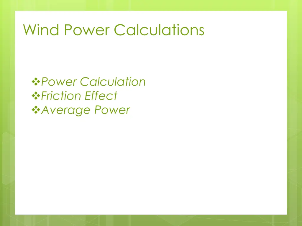 wind power calculations