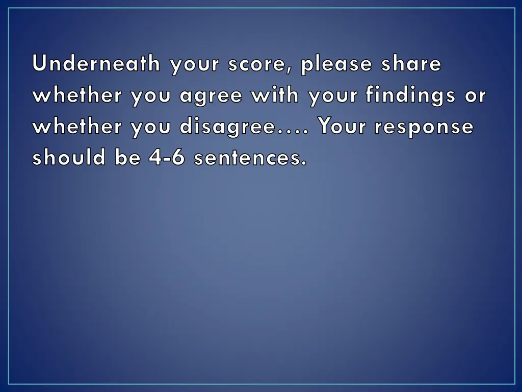 underneath your score please share whether