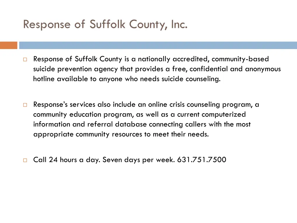 response of suffolk county inc