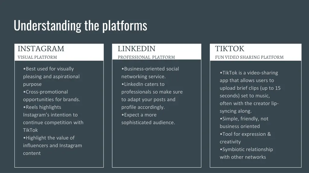 understanding the platforms 1