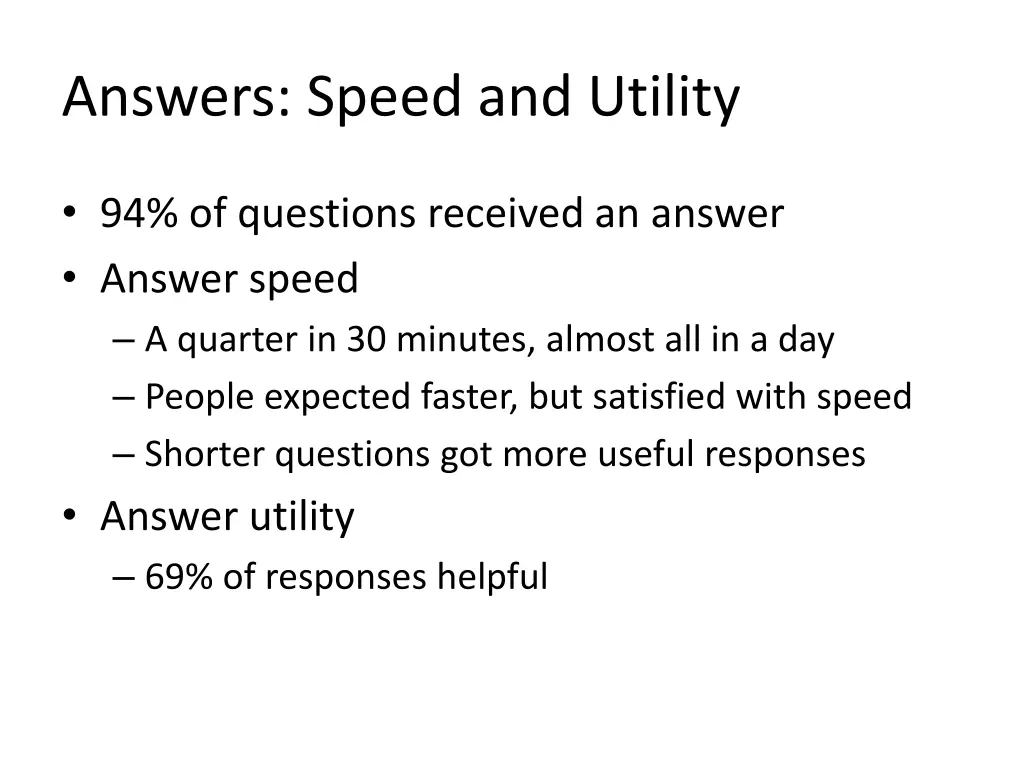 answers speed and utility